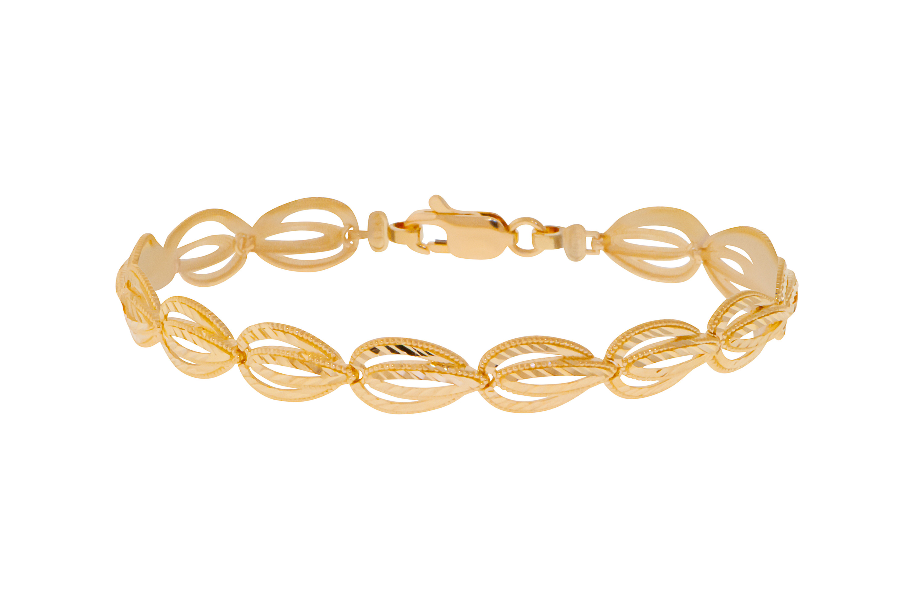 14K Yellow Gold Diamond Cut Bracelet Cut 8.83mm Wide 7 Inches